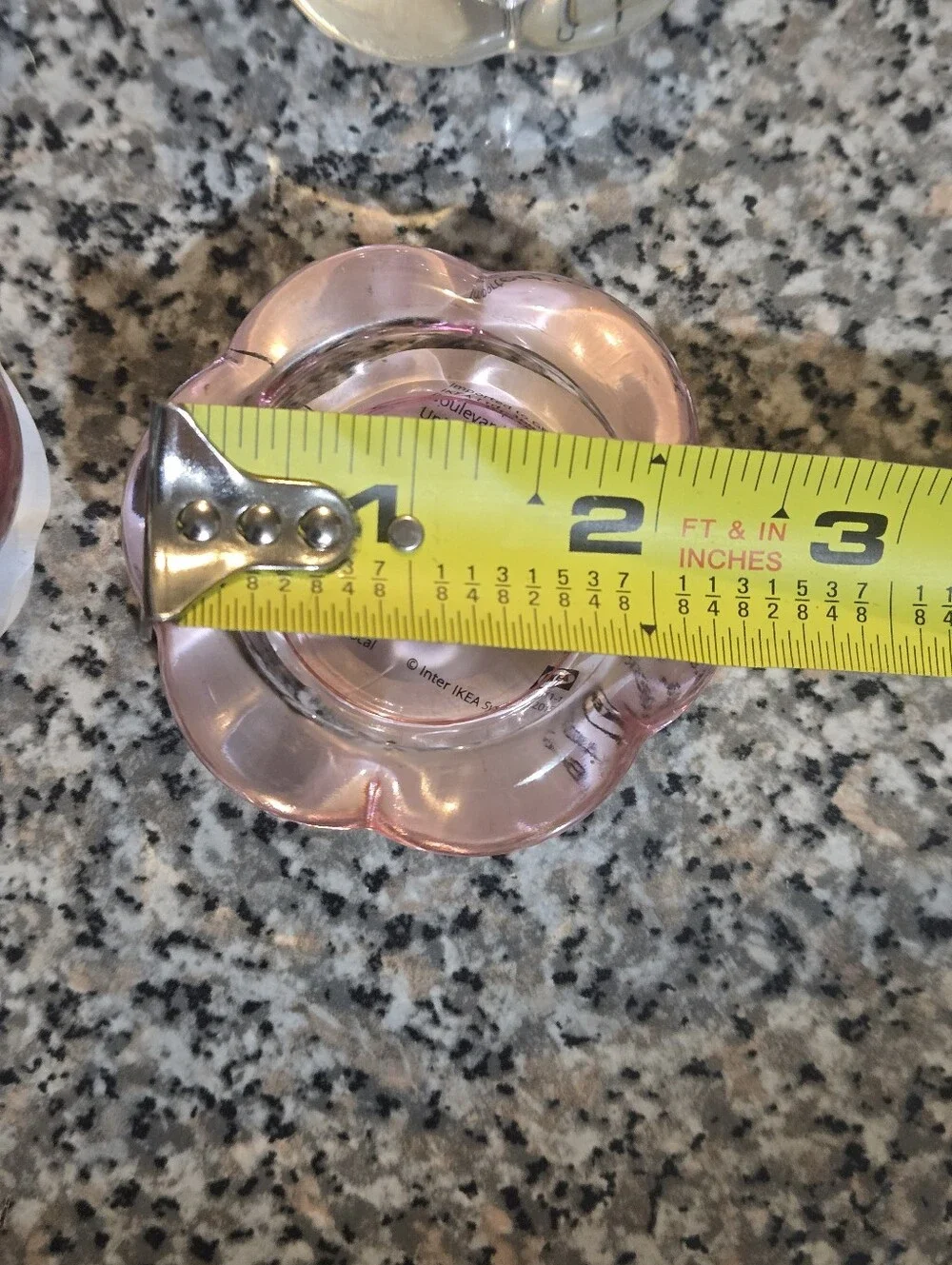 Set of 4 Floral Glass Tea Light Holders - Clear & Pink